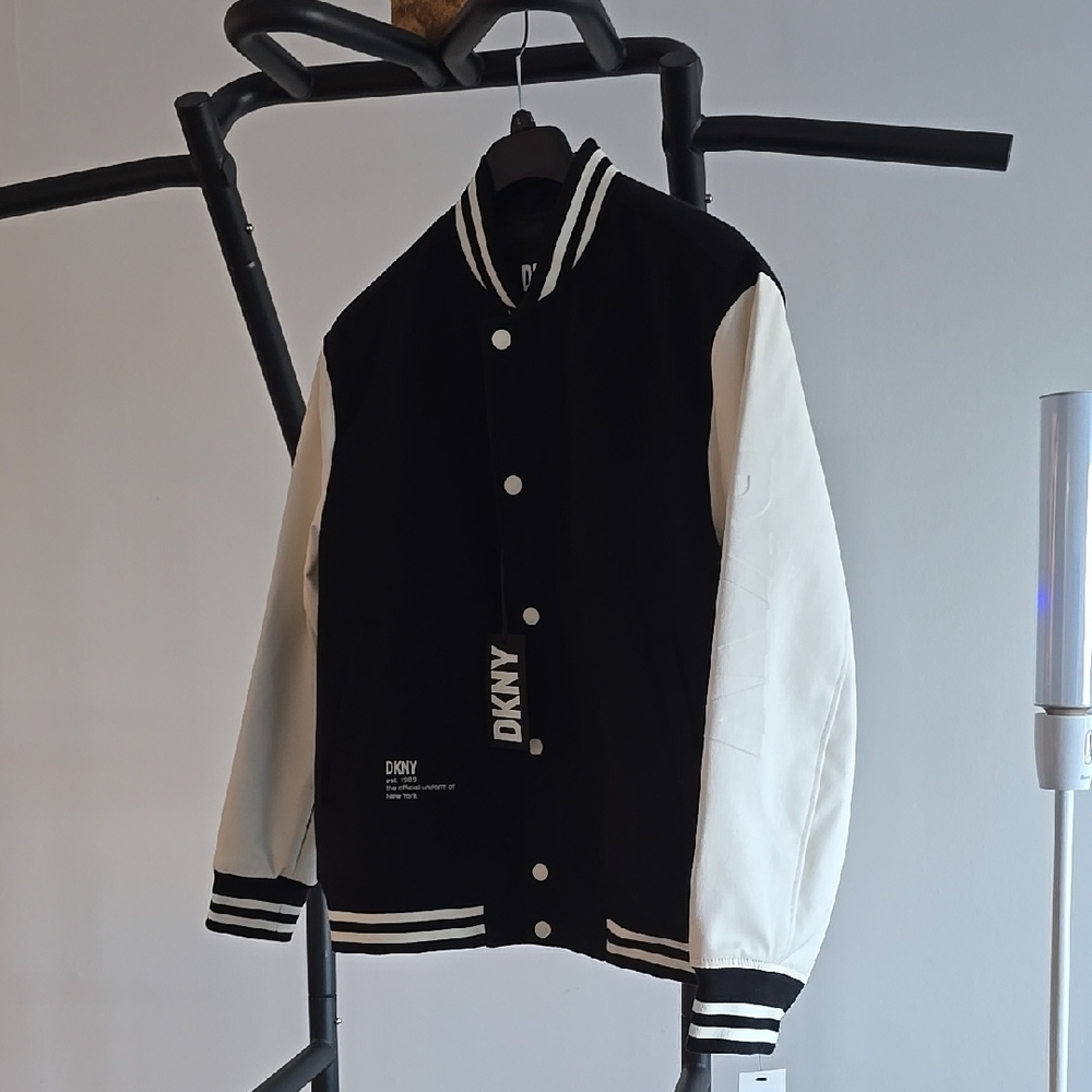 NWT DKNY Black and White Varsity Bomber Jacket